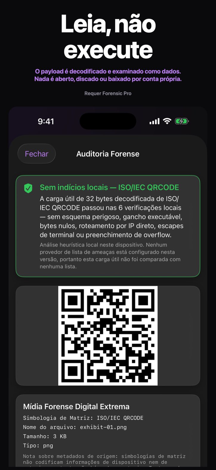Leia, não execute — O payload é decodificado e examinado como dados. Nada é aberto, discado ou baixado por conta própria. (Requer Forensic Pro)